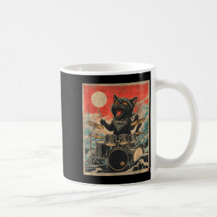 Rock On Vintage Drummer Kat Cool Band Stijl Cadeau Koffiemok