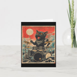 Rock On Vintage Drummer Kat Koele Bandstijl Cadeau Kaart