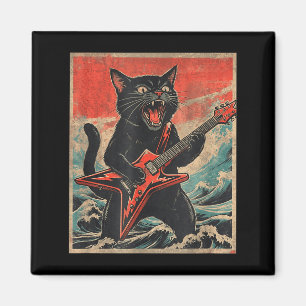 Rock On Vintage Gitarist Kat Cool Band Stijl Cadea Magneet