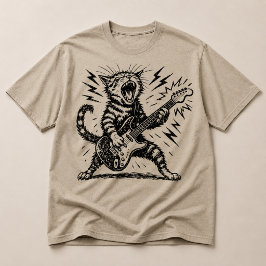 Rock On Zware Metal Gitaar Kat T-shirt
