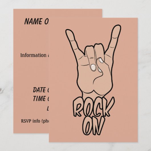 ROCK OP aangepaste kleuruitnodigingen Kaart (Voorkant / Achterkant)