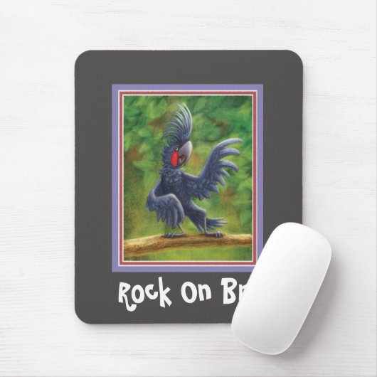 Rock op Bro Black Palm Kaketoe Mousepad Muismat (Met muis)