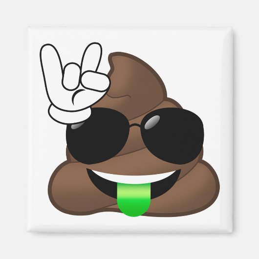 Rock op Emoji Poop Magneet (Voorkant)