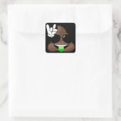 Rock op Emoji Poop Vierkante Sticker (Tas)