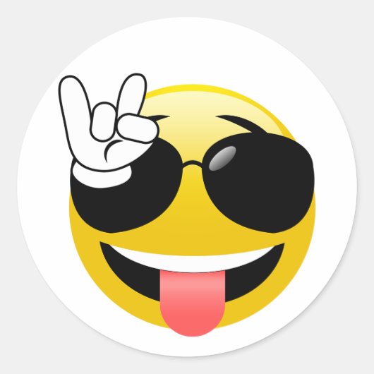 Rock op Emoji-Stickers Ronde Sticker (Voorkant)