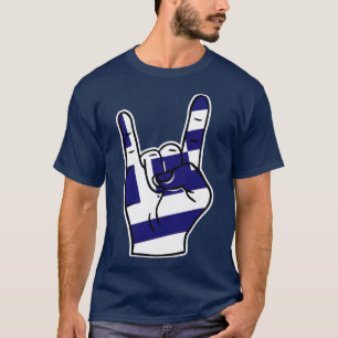 Rock op Griekenland Griekse vlag Rock Hand T-shirt