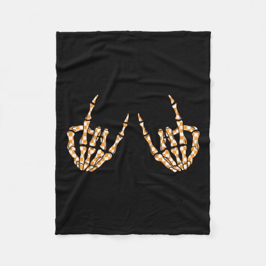 Rock op Halloween geruit patroon skelet hand Fleece Deken (Voorkant)
