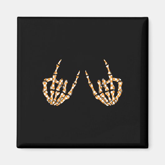 Rock op Halloween geruit patroon skelet hand Magneet (Voorkant)
