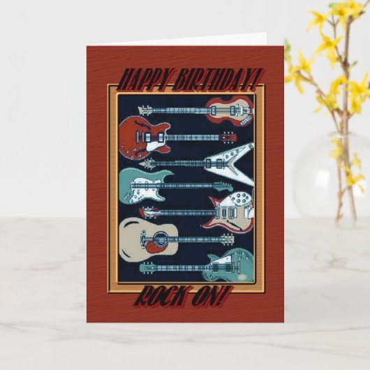Rock op Happy Birthday gitaren Kaart (Gele Bloem)