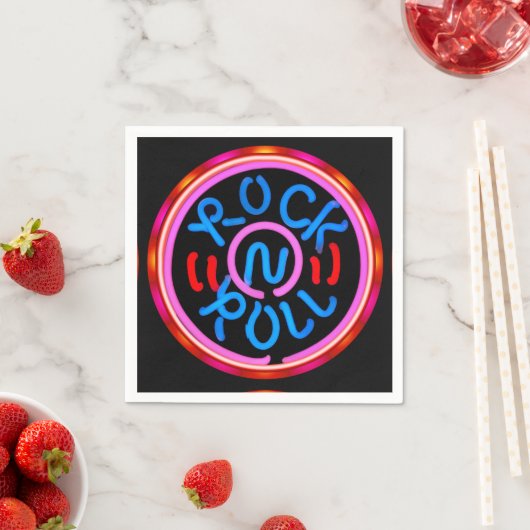Rock op Roll Muziek Neon Sign Look Party Servetten (Insitu)