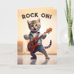 Rock op Schattige gitaar Kat Bedankkaart