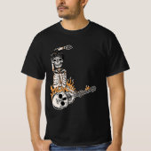 Rock op skelet spelen gitaar Halloween kostuum T-shirt (Voorkant)
