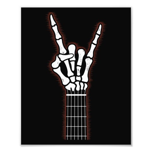 Rock op Skeleton Hand gitaar geschenken Foto Afdruk (Voorkant)