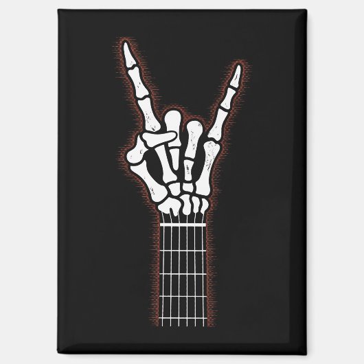 Rock op Skeleton Hand gitaar geschenken Magneet (Voorkant)