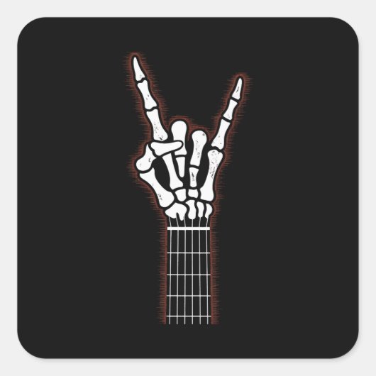 Rock op Skeleton Hand gitaar geschenken Vierkante Sticker (Voorkant)