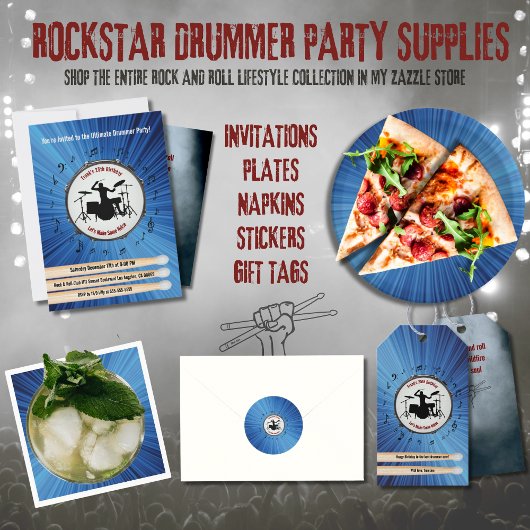 Rock Out met Drummer Verjaardagsfeest Papieren Bor Papieren Bordje