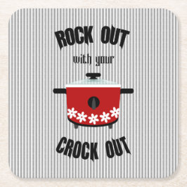 Rock Out met je Crock Out Rood Zwart Streep Kartonnen Onderzetters