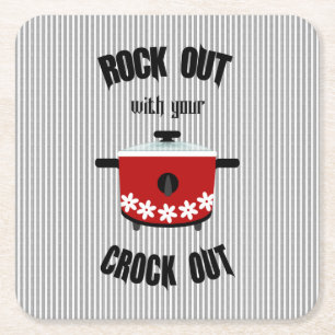 Rock Out met je Crock Out Rood Zwart Streep Kartonnen Onderzetters