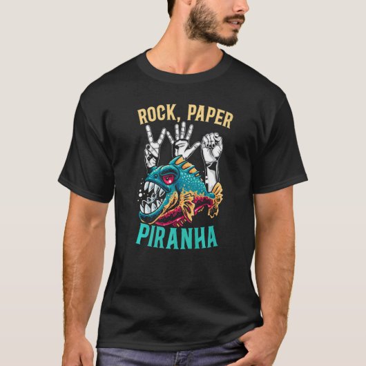Rock Paper Piranha Whisperer Fish Aquarist Fishkee T-shirt (Voorkant)