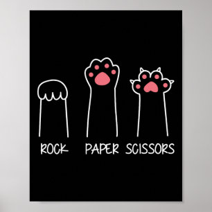 Rock Paper Schaar Handspel Meme Animal Paw Kat Poster