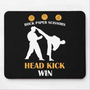 Rock Paper Schaar Hoofd Kick Ik Win Geel Karate Muismat