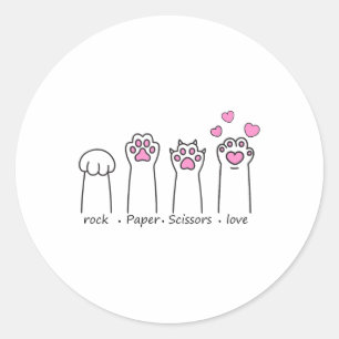 Rock Paper Schaar houdt van grappige kat hand spel Ronde Sticker