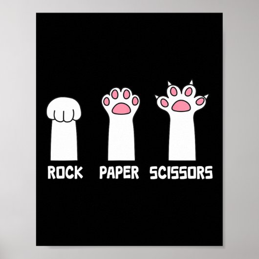 Rock Paper Schaar Kat Paws Game Schattige Paw Funn Poster (Voorkant)