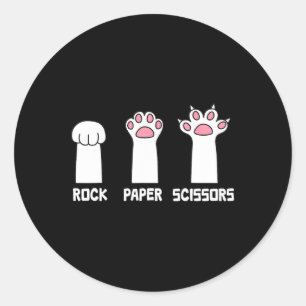 Rock Paper Schaar Kat Paws Game Schattige Paw Funn Ronde Sticker