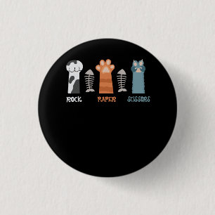 Rock Paper Schaar Kat Paws Schattige Kitten Pet An Ronde Button 3,2 Cm