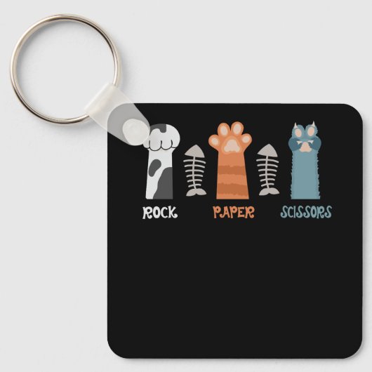 Rock Paper Schaar Kat Paws Schattige Kitten Pet An Sleutelhanger (Voorkant)