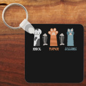 Rock Paper Schaar Kat Paws Schattige Kitten Pet An Sleutelhanger (Voorkant)