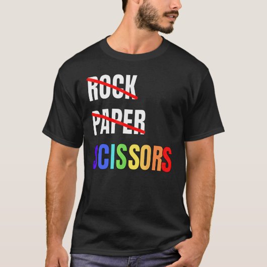 Rock Paper Schaar Lesbisch Paar LGBTQ Pride Mon T-shirt (Voorkant)