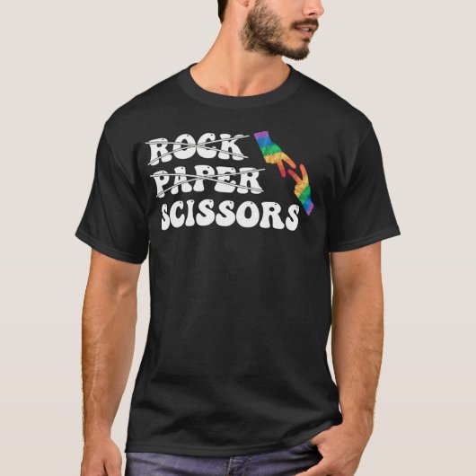 Rock Paper schaar LGBT-bewustzijn voor lesbiennes T-shirt (Voorkant)