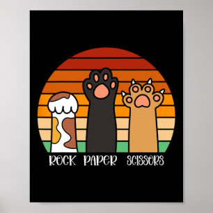 Rock Paper Schaar Spel Kitten Lover Dierenpoten Poster