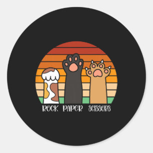 Rock Paper Schaar Spel Kitten Lover Dierenpoten Ronde Sticker