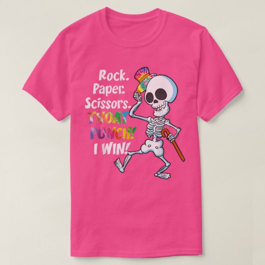 Rock Paper Scissor Throat Punch I Win Skeleton Rai T-shirt (Design voorkant)