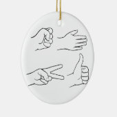 Rock, Paper, Scissors, Bomb Keramisch Ornament (Rechts)