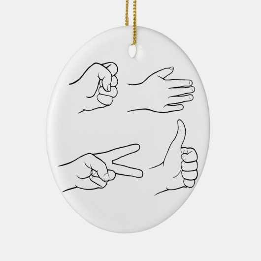 Rock, Paper, Scissors, Bomb Keramisch Ornament (Rechts)