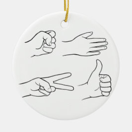 Rock, Paper, Scissors, Bomb Keramisch Ornament