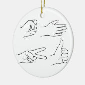 Rock, Paper, Scissors, Bomb Keramisch Ornament (Links)