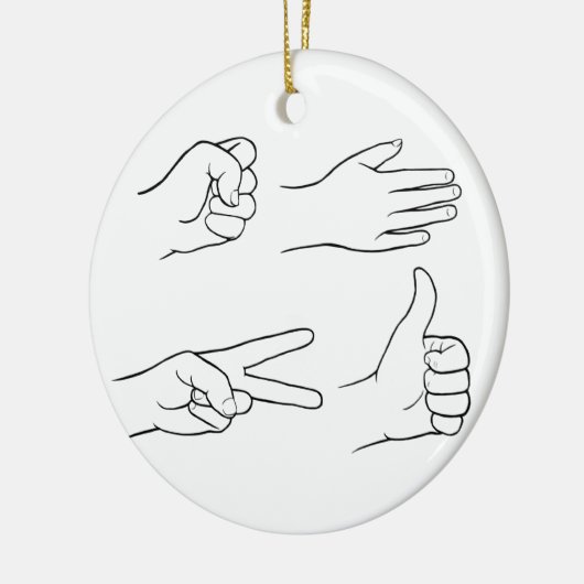 Rock, Paper, Scissors, Bomb Keramisch Ornament (Links)