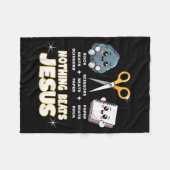 Rock Paper Scissors But Nothing Beats Jesus Funny  Fleece Deken (Voorkant (Horizontaal))