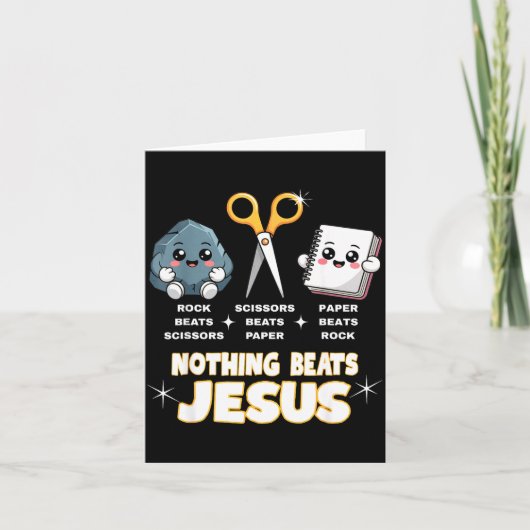 Rock Paper Scissors But Nothing Beats Jesus Funny  Kaart (Voorkant)