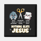 Rock Paper Scissors But Nothing Beats Jesus Funny  Magneet (Voorkant)