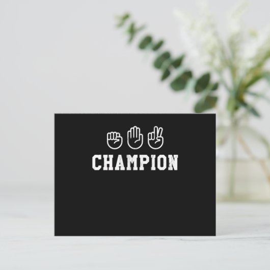 Rock Paper Scissors Champion Hand Sign Champ Print Briefkaart (Staand voorkant)