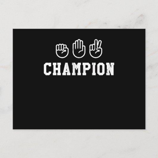 Rock Paper Scissors Champion Hand Sign Champ Print Briefkaart (Voorkant)