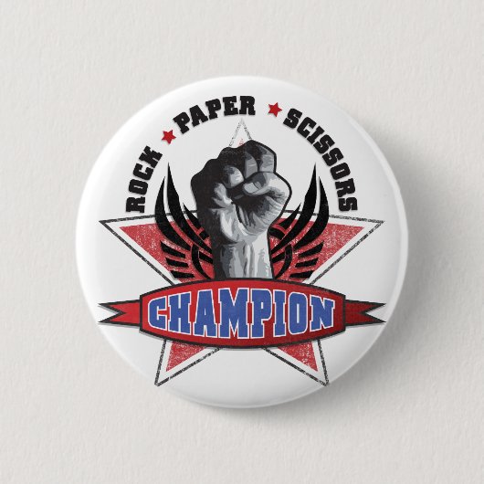 Rock, Paper, Scissors Champion Ronde Button 5,7 Cm (Voorkant)