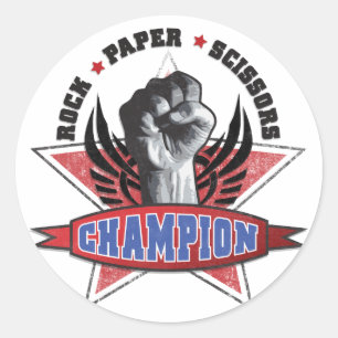 Rock, Paper, Scissors Champion Ronde Sticker