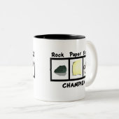 Rock Paper Scissors Champion Tweekleurige Koffiemok (Voorkant rechts)