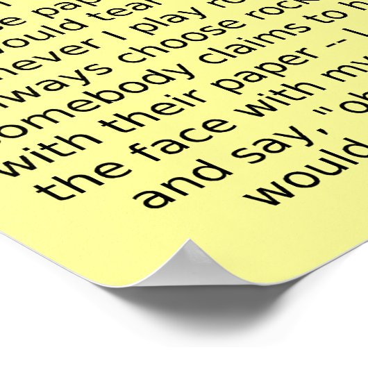 Rock Paper Scissors Debate Funny Poster Sign (Hoek)